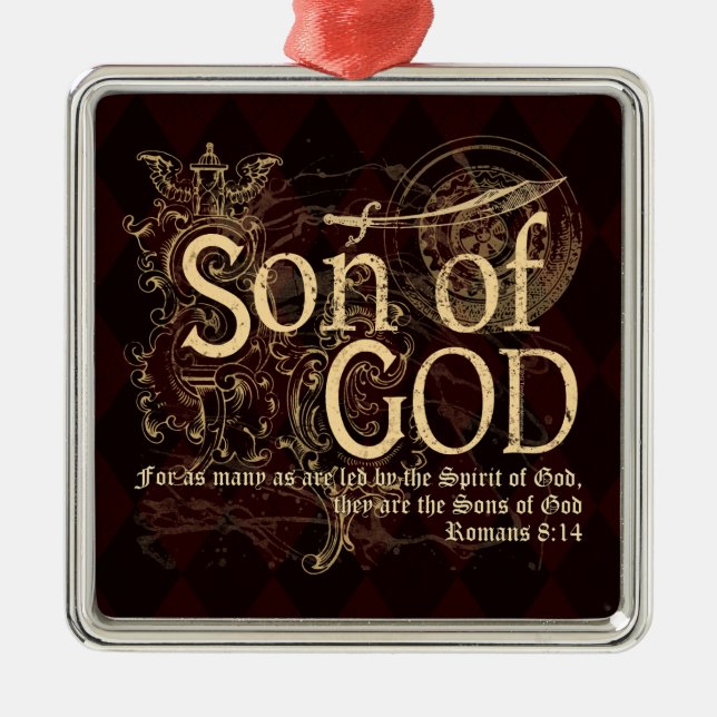 Adorno Metálico Hijo de Dios, romanos 8:14 cristianos (Frente)