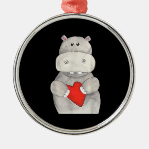 Adorno Metálico Hippo cutáneo Hipopótamo Sujeto corazón   Love Hip