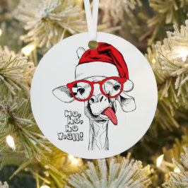 Adorno Metálico Hipster Navidades Cute Giraffe Ho Ho Y'all