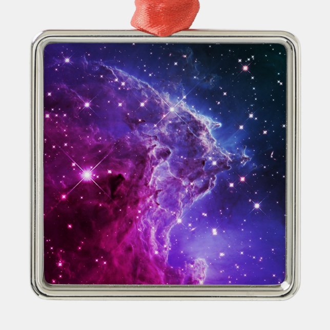 Adorno Metálico Hipster Purple Ombre Monkey Head Nebula (Frente)