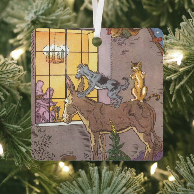 Adorno Metálico Historia de hadas de cosecha, músicos de Bremen, H (in situ)