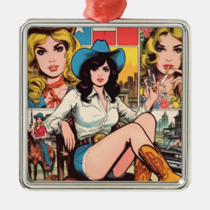 Adorno Metálico Historietas de Vintage Cowgirl