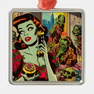 Adorno Metálico Historietas de Zombie del horror vintage