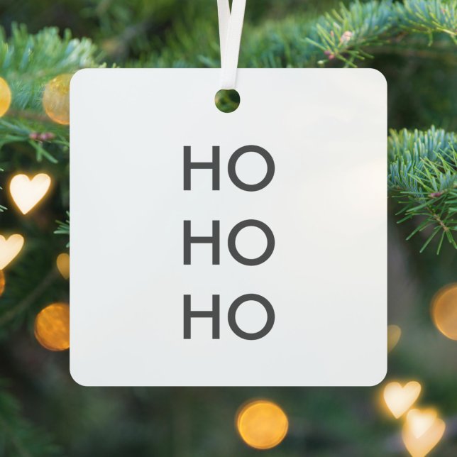 Adorno Metálico Ho Ho Ho | Navidades blancos simples y limpios Min (Subido por el creador)