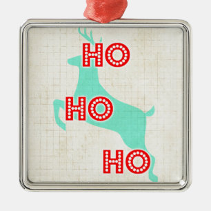 Adorno Metálico ho ho ho reno rojo azul navidad vintage