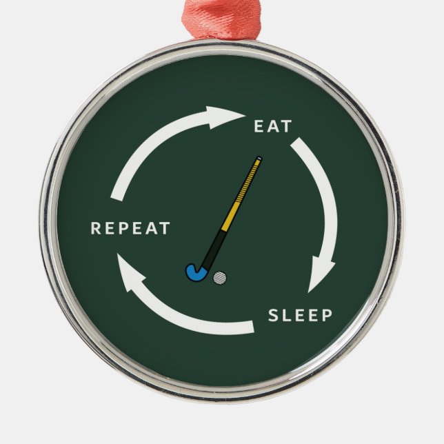 Adorno Metálico Hockey sobre hierba Comiendo Sleep Repetir el disc (Frente)