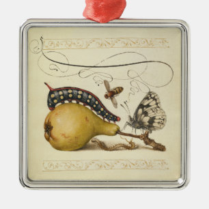 Adorno Metálico Hoefnagel Vintage Pera & Insectos 1500s Renacimien
