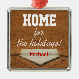 Adorno Metálico Hogar para el navidad de Homeplate del béisbol de