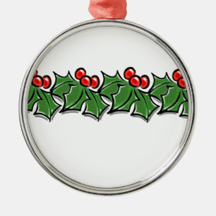 Adorno Metálico Hojas de Holly, bayas de Holly, flores de Navidad