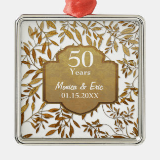 Adorno Metálico Hojas de oro 50° aniversario Boda