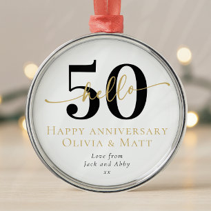 Adorno Metálico Hola 50, 50º aniversario de regalo hito