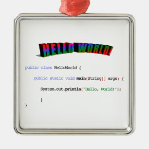 Adorno Metálico Hola friki Java de saludo del mundo