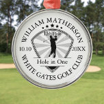 Adorno Metálico Hole in One Classic Personalised Golf<br><div class="desc">Featuring an aged stamp effect classic retro design. Personalize the name,  location hole number and date to create a great golf keepsake to celebrate that fantastic hole in one. Designed by Thisisnotme©</div>