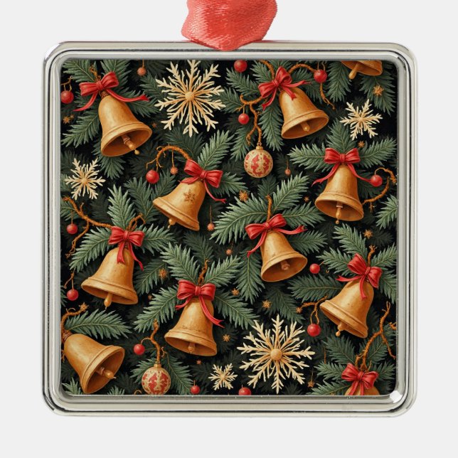 Adorno Metálico Holiday Bells, Decorative Christmas Pattern, (Frente)