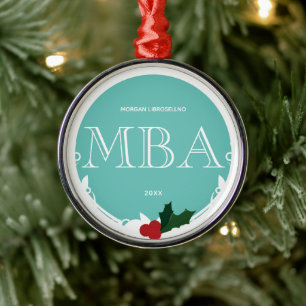 Adorno Metálico Holly Berry Verde azulada White MBA Graduation Nam