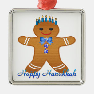 Adorno Metálico Hombre de jengibre de Judaica Hanukkah Menorá