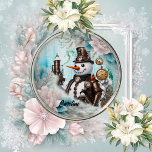 Adorno Metálico ¡Hombre de nieve a tiempo! Steampunk Snowman<br><div class="desc">¡Hombre de nieve a tiempo! Steampunk Snowman lleva el invierno Wonderland a la vida cada año,  con sus amigos los copos de nieve. Si buscas un muñeco de nieve único y especial que añada a tu decoración de vacaciones,  no dejes de ir al snowman steampunk.</div>