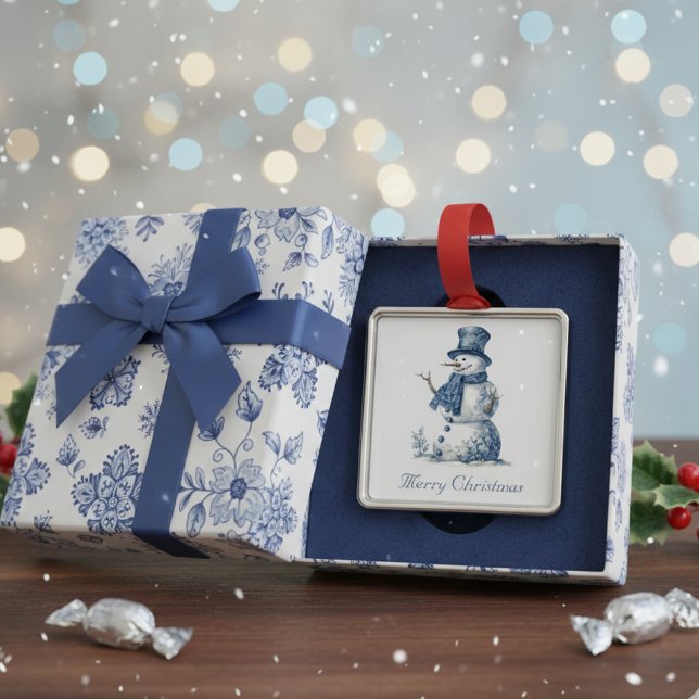 Adorno Metálico Hombre de nieve en el personalizable azul Delft (Subido por el creador)