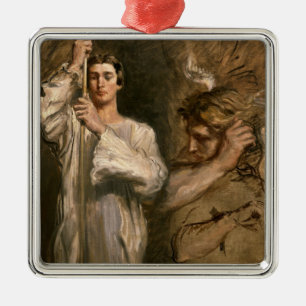 Adorno Metálico Hombre joven que lleva a cabo una cruz