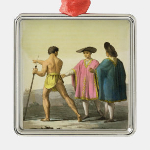 Adorno Metálico Hombres que llevan los ponchos ceremoniales en