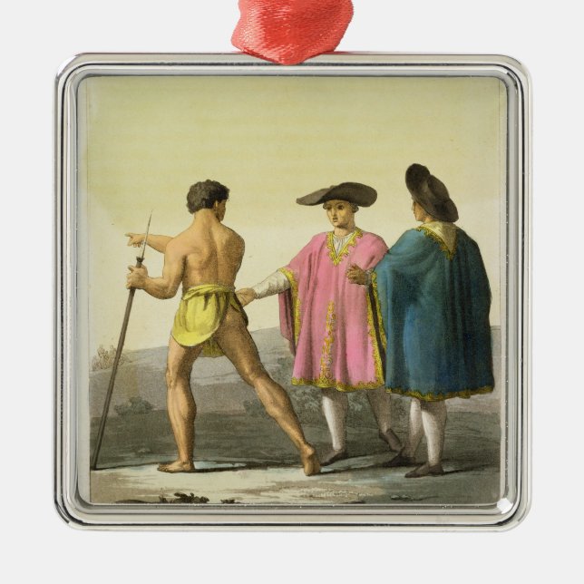 Adorno Metálico Hombres que llevan los ponchos ceremoniales en (Frente)