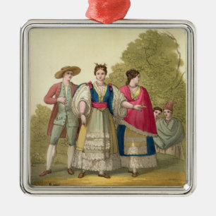 Adorno Metálico Hombres y mujeres peruanos en el traje tradicional