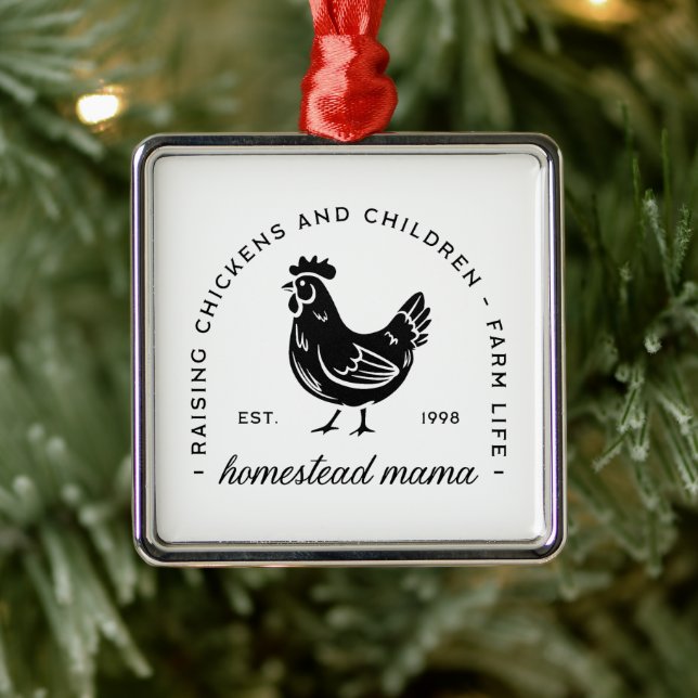 Adorno Metálico Homesteader pollo mama sahm citas de mamá divertid (Árbol)