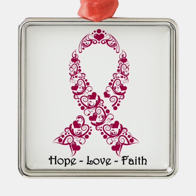 Adorno Metálico Hope Burgundy Awareness Ribbon (Frente)