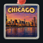 Adorno Metálico horizonte de Chicago y lago Michigan al atardecer<br><div class="desc">El horizonte de Chicago y el lago Michigan al atardecer</div>