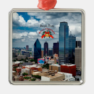 Adorno Metálico Horizonte de Dallas, Texas en Navidad
