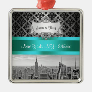 Adorno Metálico Horizonte de la ciudad de NY BW B3 Damask F2 - Ado