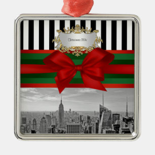 Adorno Metálico Horizonte de NYC Edif Empire St Bldg Navidad Blk W