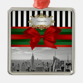 Adorno Metálico Horizonte de NYC Edif Empire St Bldg Navidad Blk W