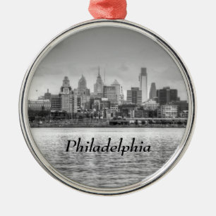 Adorno Metálico Horizonte de Philadelphia en blanco y negro
