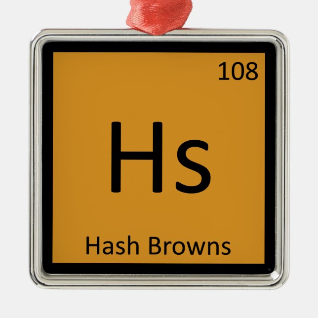 Adorno Metálico Hs - Hash Browns Desayuno Símbolo de química (Frente)