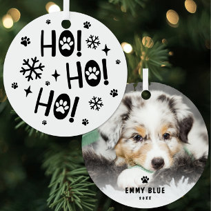 Adorno Metálico Huella de perro de mascota con foto Ho Ho Ho