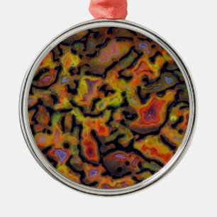 Adorno Metálico Hueso de dinosaurio Petrificado Naranja