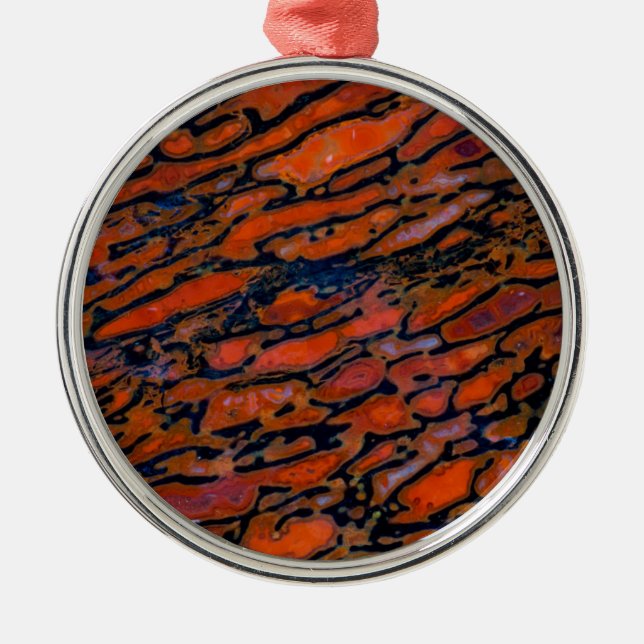 Adorno Metálico Hueso de dinosaurio petrificado rojo (Frente)