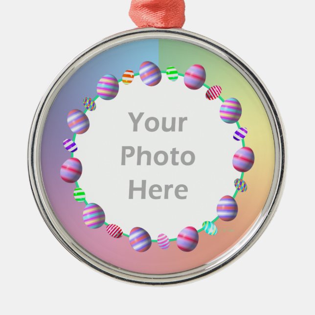 Adorno Metálico Huevos de Pascua pintados (fotograma redondo) (Frente)