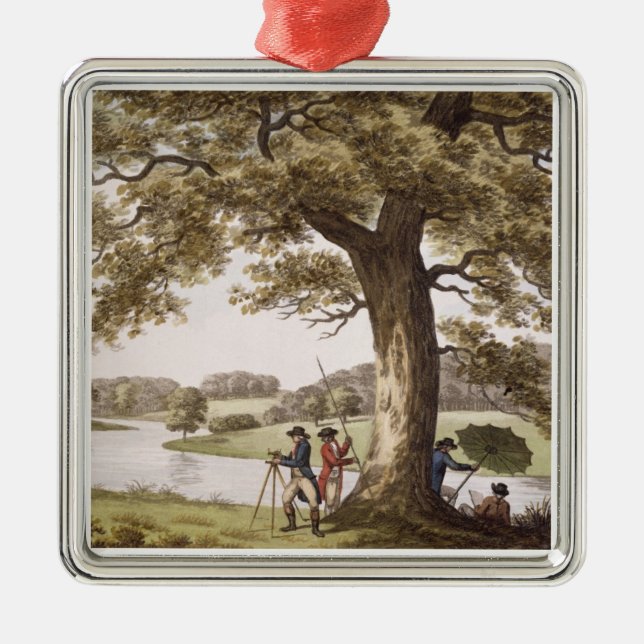 Adorno Metálico Humphrey Repton que examina con un teodolito (Frente)