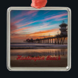 Adorno Metálico Huntington Beach Pier al atardecer<br><div class="desc">Huntington Beach Pier al atardecer</div>