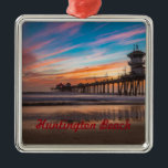 Adorno Metálico Huntington Beach Pier al atardecer<br><div class="desc">Huntington Beach Pier al atardecer</div>