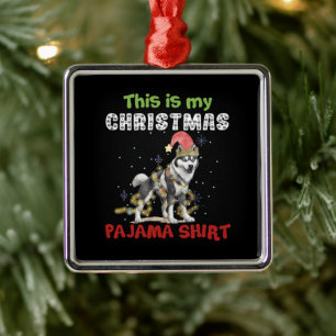 Adorno Metálico Husky Siberiano Este Es Mi Navidad Pajama Xmas