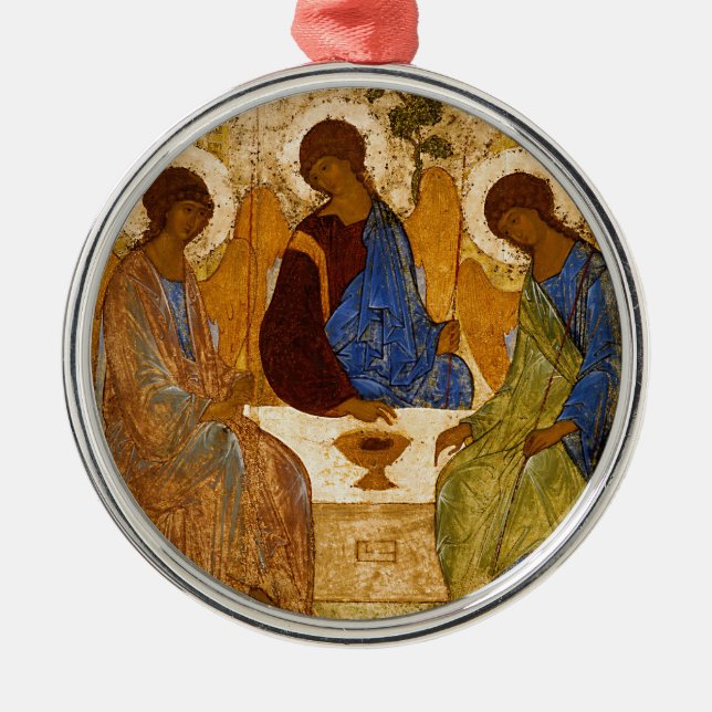 Adorno Metálico Icono de la Santísima Trinidad Rublev regalo catól (Frente)