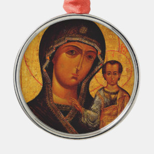 Adorno Metálico Icono ortodoxo de Nuestra Señora de Kazán
