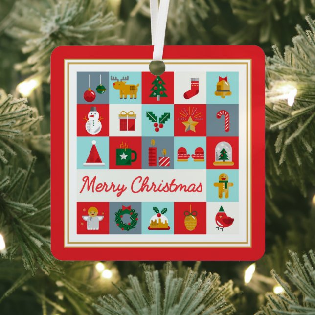 Adorno Metálico Iconos de Navidades de invierno alegres y retro (in situ)