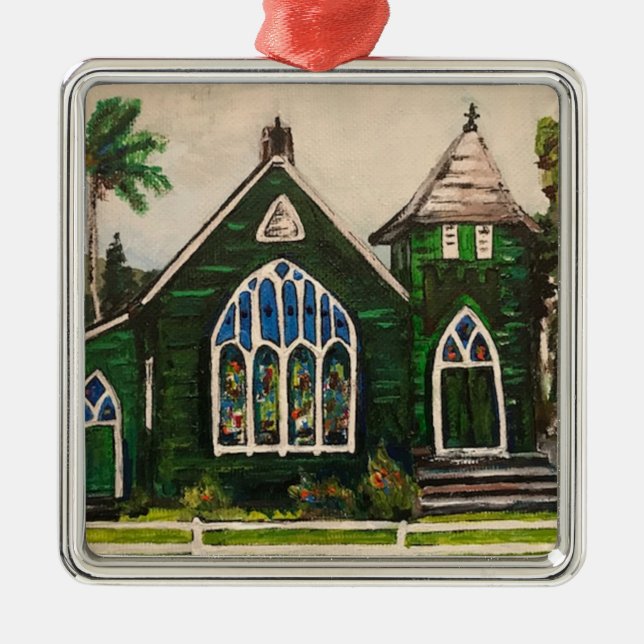 Adorno Metálico Iglesia de Waioli Huiia, pintura de Kauai (Frente)