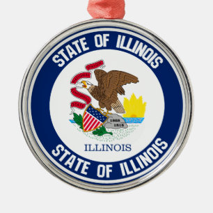 Adorno Metálico Illinois Round Emblem