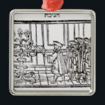 Adorno Metálico Iluminación del Menorah<br><div class="desc">La iluminación de la escuela judía el Menorah (grabar en madera) situado en una colección privada.</div>