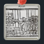 Adorno Metálico Iluminación del Menorah<br><div class="desc">La iluminación de la escuela judía el Menorah (grabar en madera) situado en una colección privada.</div>